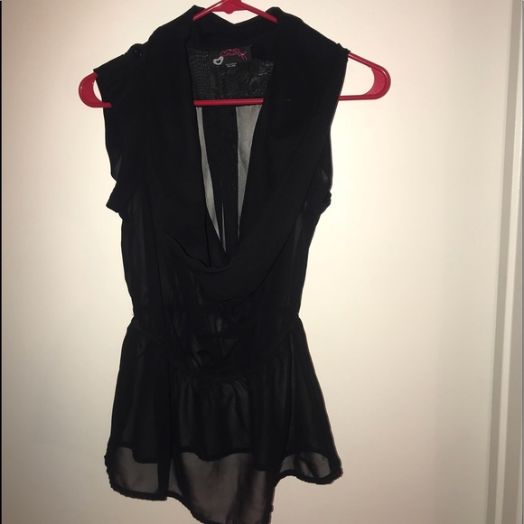 Black Sheer Sleeveless Top - Picture 5 of 5